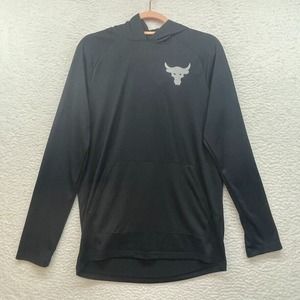 Under Armour Hoodie Mens Small Black Project Rock Heatgear Performance Workout